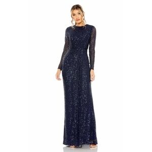 Mac Duggal Blue Long Sleeve Dress